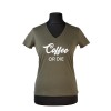 T-shirt Coffee or Die kaki Femme