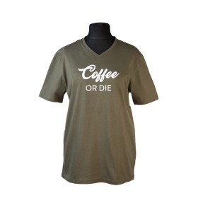 T-shirt Coffee or Die kaki Homme
