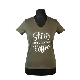 T-shirt Slow down kaki Femme