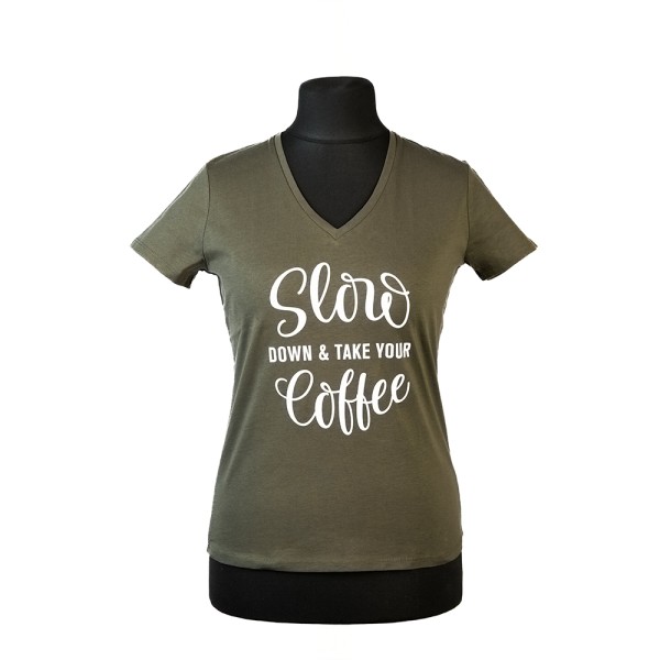 T-shirt Slow down kaki Femme